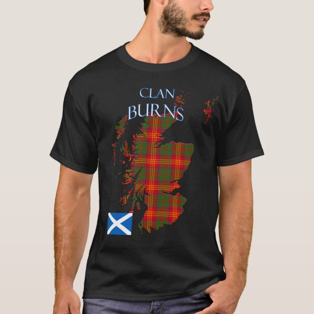 Burns Scottish Klan Tartan Scotland T Shirt (Framsida)