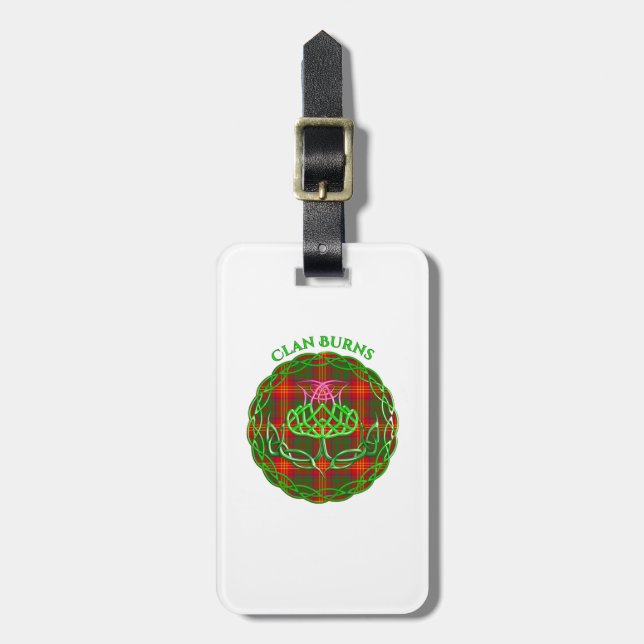 Burns Scottish Tartan Celtic Thistle Bagagebricka (Vertikal Framsida)