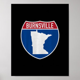 Burnsville Minnesota Karta Motorväg Interstate Sky Poster