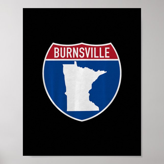 Burnsville Minnesota Karta Motorväg Interstate Sky Poster (Framsidan)