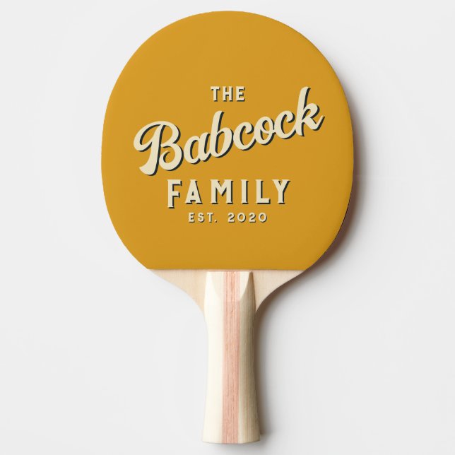 Burnt Buttercup Retro Family Name & Year Pingisracket (Framsidan)