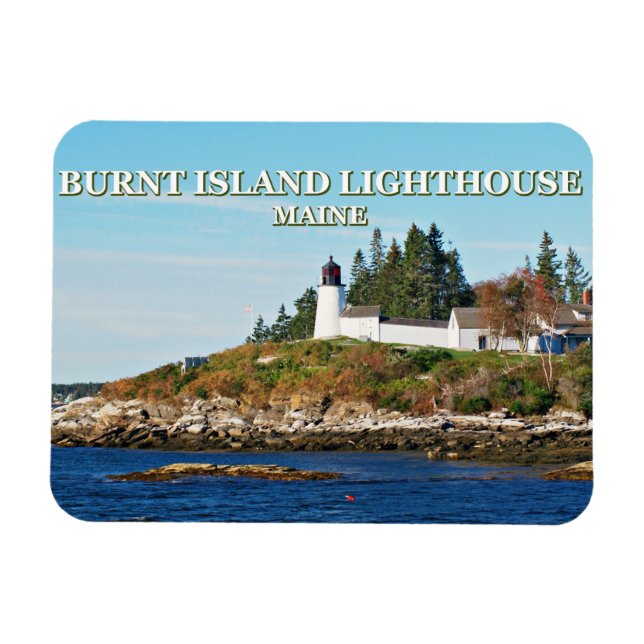 Burnt Island fyr, Maine Photo Magnet (Horisontell)