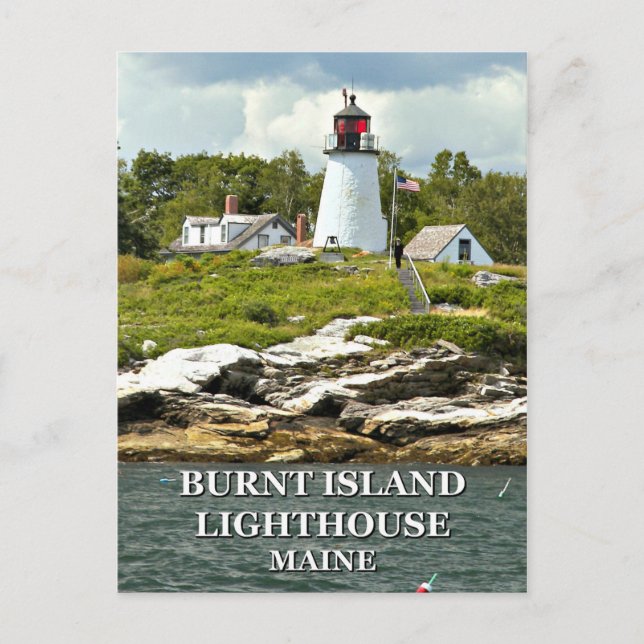 Burnt Island fyr, Maine vycard Vykort (Framsida)