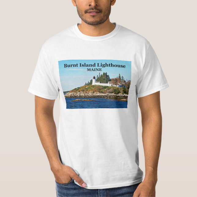 Burnt Island Lighthouse, Maine T-Shirt (Framsida)
