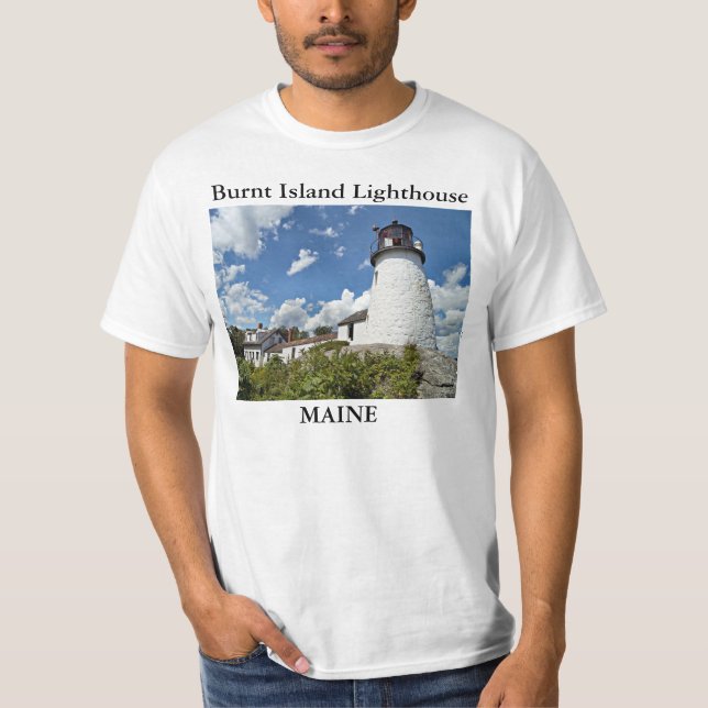 Burnt Island Lighthouse, Maine T-Shirt (Framsida)