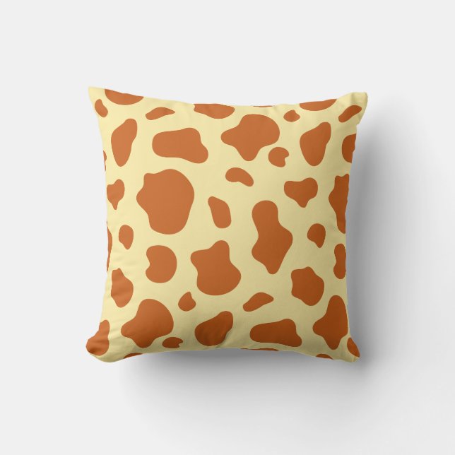Burnt Orange and Light Yellow Cow Print Decorative Kudde (Framsida)