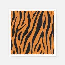 Burnt Orange& Black Tiger Stripes Animal Print Pappersservett