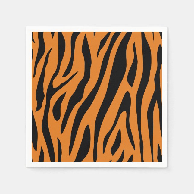 Burnt Orange& Black Tiger Stripes Animal Print  Pappersservett (Framsidan)