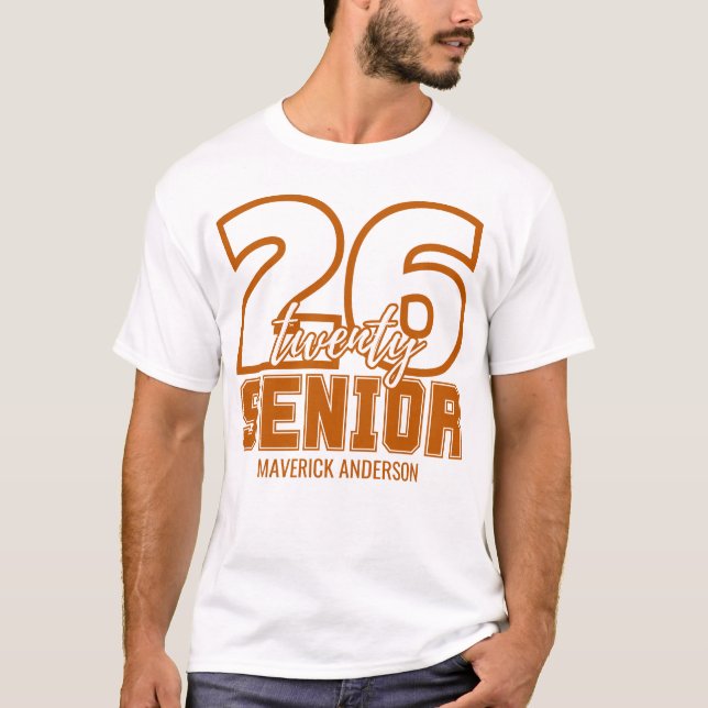 Burnt Orange Class of 2026 Graduation T Shirt (Framsida)