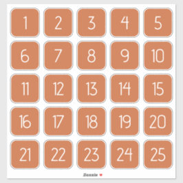 Burnt Orange Customizable Square Number Stickers  Klistermärken
