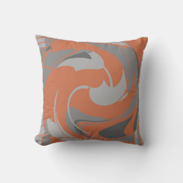 Burnt Orange Gray Charcoal Abstract Flower Mosaic Kudde