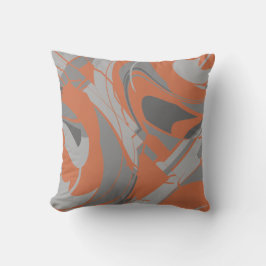 Burnt Orange Gray Charcoal Abstract Swirling Motif Kudde