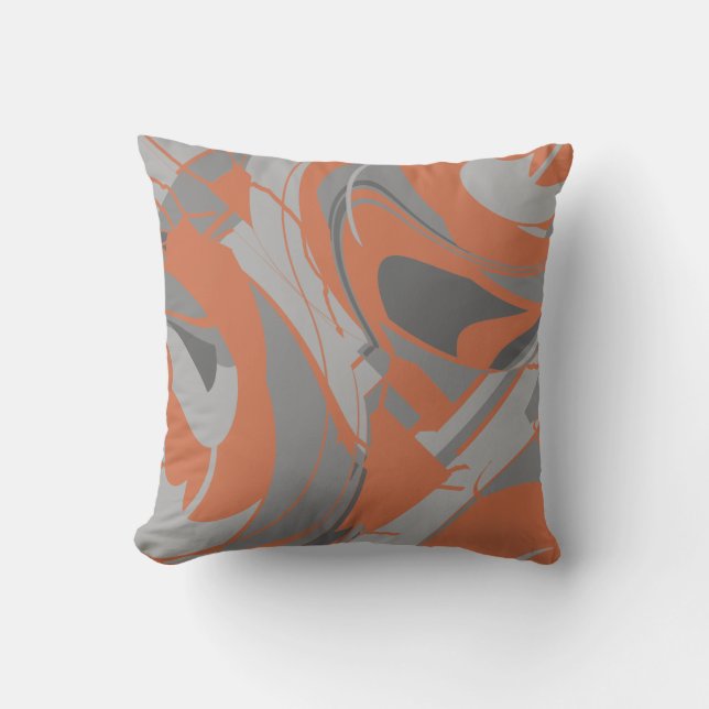 Burnt Orange Gray Charcoal Abstract Swirling Motif Kudde (Framsida)