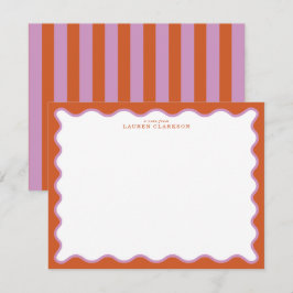 Burnt Orange & Lavender Wavy Border Note Card Inbjudningar