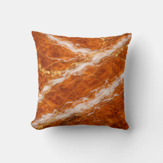 Burnt Orange Marble with White Swirls & Gold Veins Kudde