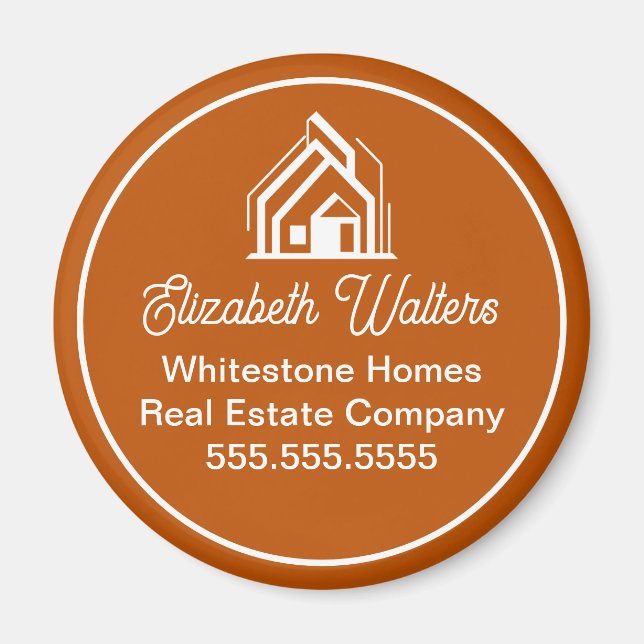 Burnt Orange Real Estate Company Custom Realtor Magnet (Framsidan)
