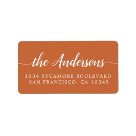Burnt Orange Script Family Return Address Label Adressetikett