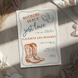 Burnt Orange Teal Cream Western Horseshoe Wedding Inbjudningar