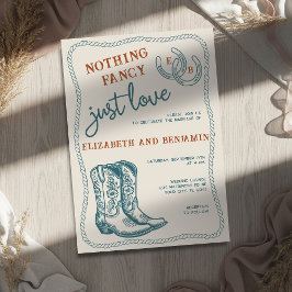 Burnt Orange Teal Cream Western Horseshoe Wedding Inbjudningar