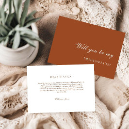 Burnt Orange Terracotta Bridesmaid Proposal Card Inbjudningar