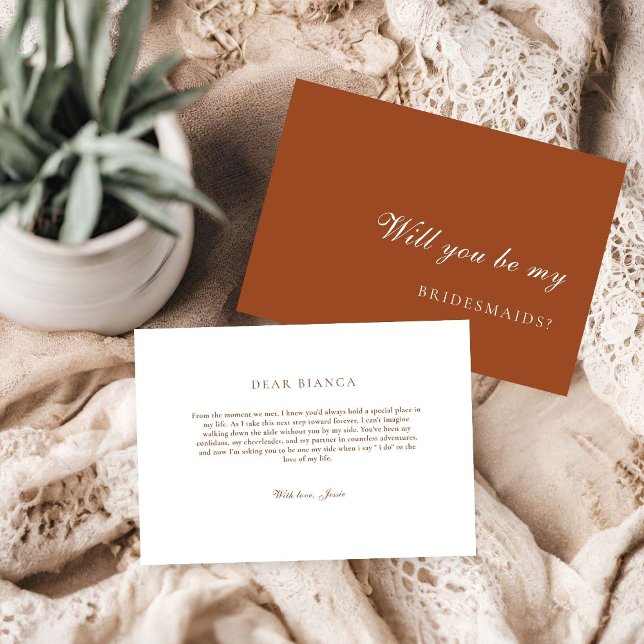 Burnt Orange Terracotta Bridesmaid Proposal Card Inbjudningar (Skapare uppladdad)