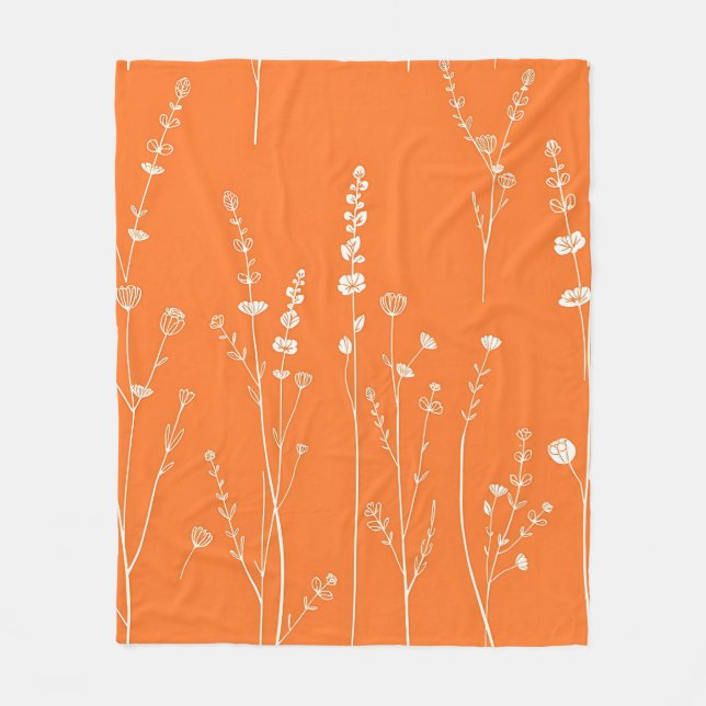 Burnt Orange Wildflower Minimal Pattern Fleecefilt (Framsidan)