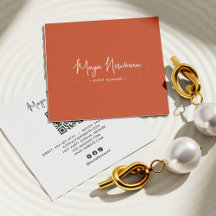 BURNT-ORANGEN NAMNTECKNING modern minimal QR-kod