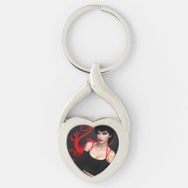 Burnt Out Souls metal keychain Twisted Heart Silverfärgad Nyckelring (Framsidan)