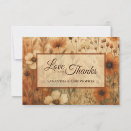 Burnt Sienna Boho Chic Floral Love Thanks Wedding Tack Kort
