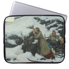 Burnt Village in Winter (av Albert Edelfilt) Laptop Fodral