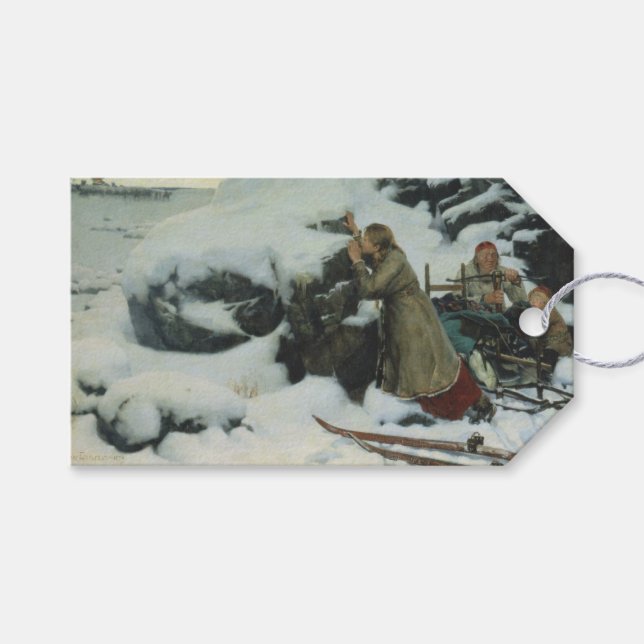 Burnt Village in Winter (av Albert Edelfilt) Presentetikett (Framsidan (Horisontell))
