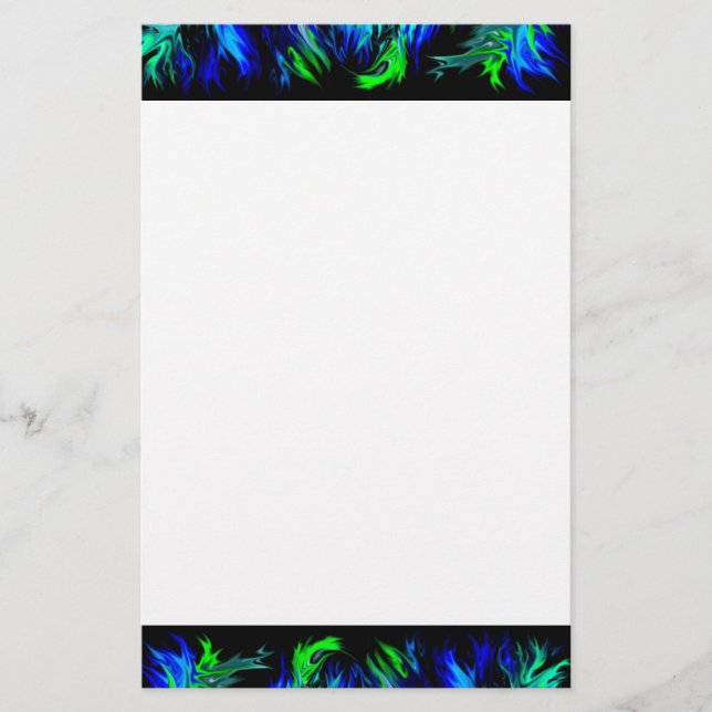 büropapier blau grün retro artdeco randmuster brevpapper (Framsida)