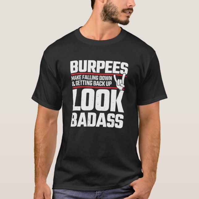 Burpees Memes Fitness Utför Joke Workout T Shirt (Framsida)