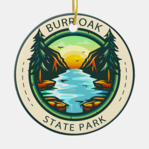 Burr Oak State Park Ohio Badge Julgransprydnad Keramik