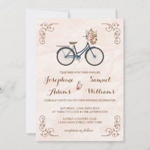 Burrare Bicycle Watercolor Wedding bjudande Inbjudningar