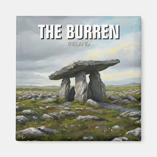 Burren Ireland Poulnabrone Dolmen Travel Magnet (Framsidan)