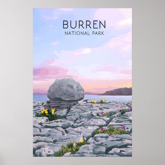 Burren Nationalpark Irland Reseskylt Poster (Framsidan)
