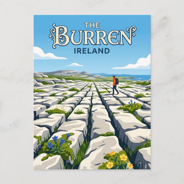 Burren nationalpark Irland Vykort (Framsida)