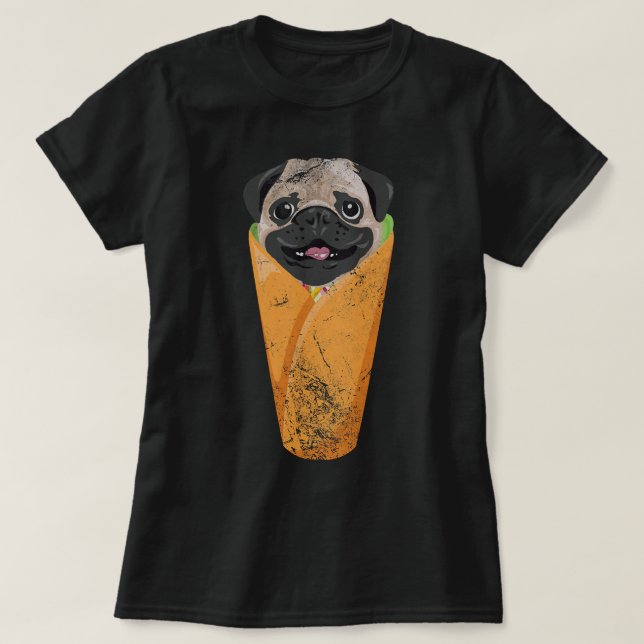 Burrito Pug Mexican Cinco de Mayo Hund Kawaii Vint T Shirt (Design framsida)
