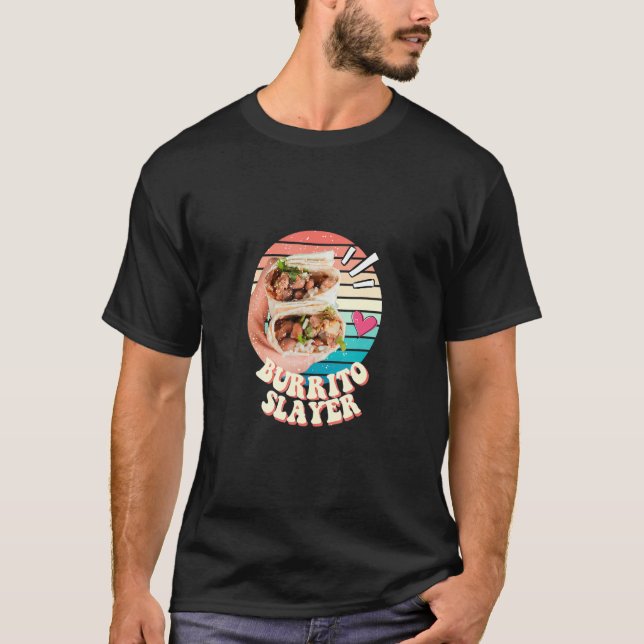 Burrito Slayer Flying Burrito Taquito Taco  Burrit T Shirt (Framsida)