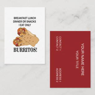 Burritos I Eat Only Burrito Visitkort