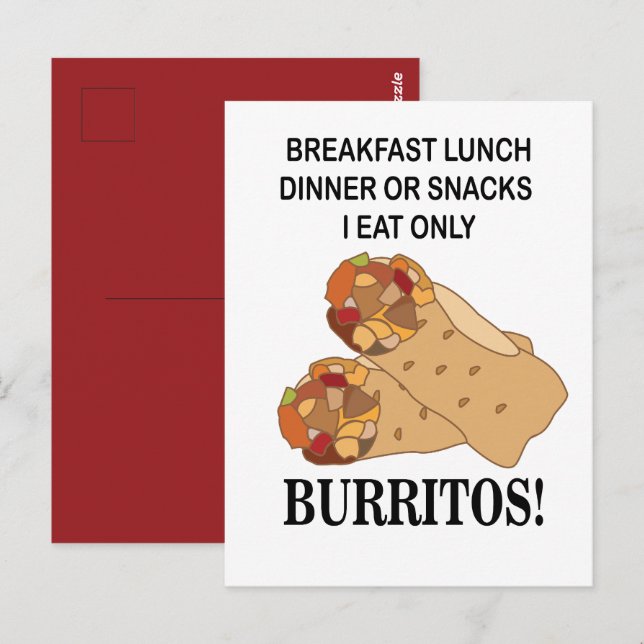 Burritos jag äter bara Burrito Vykort (Fram/baksida)