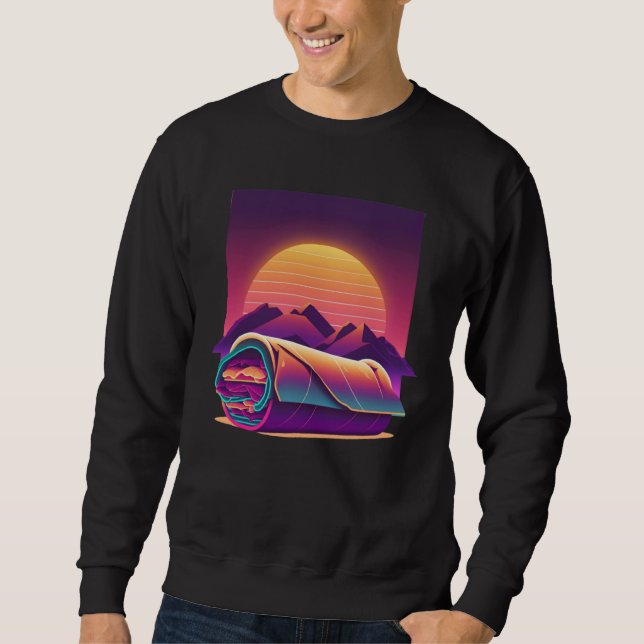 Burritos Synthwave 80s Retrowave Aesthetic  1 Lång Ärmad Tröja (Framsida)