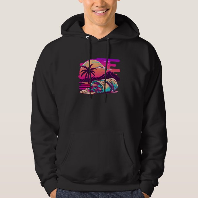 Burritos Synthwave 80s Retrowave Aesthetic Hoodie (Framsida)