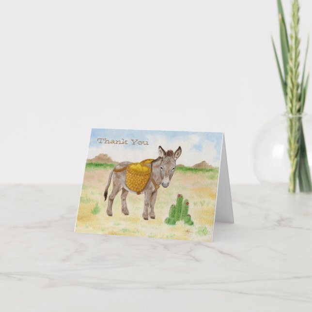 Burro med Basket tack och notecard (Framsida)
