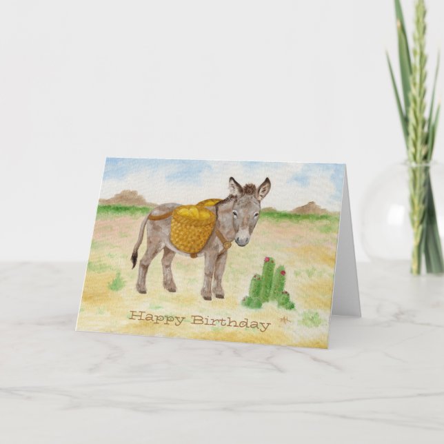Burro med basketfödelsedagnotecard kort (Framsida)