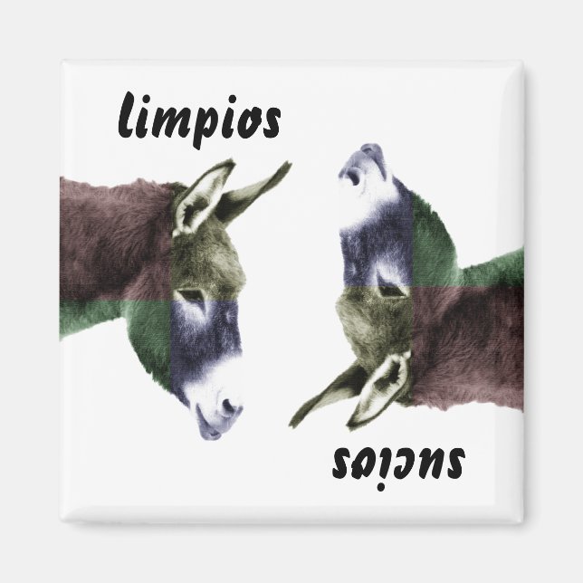 Burro Spansk ren eller smutsig diskmaskin Magnet (Framsidan)