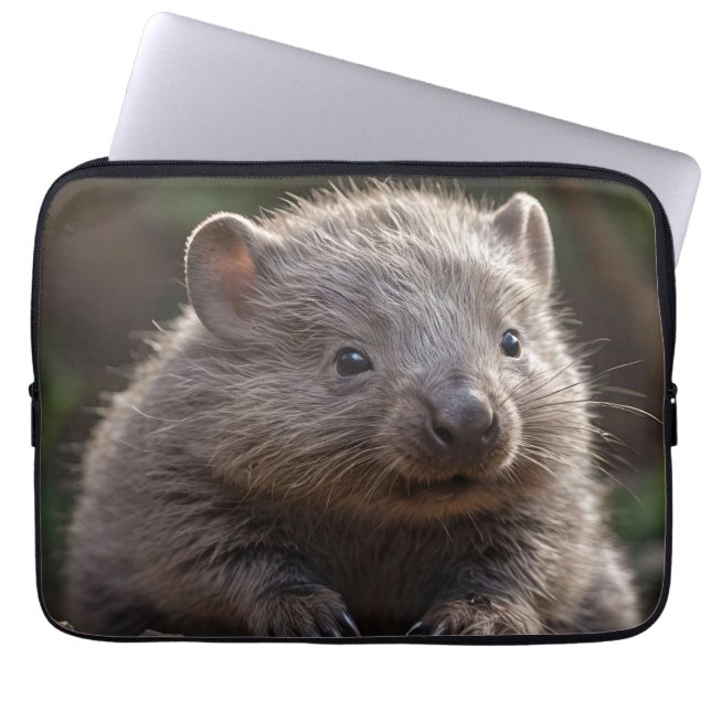 "Burrow Buddy: Fluffy Baby Australian Wombat" Laptop Fodral (Framsidan)