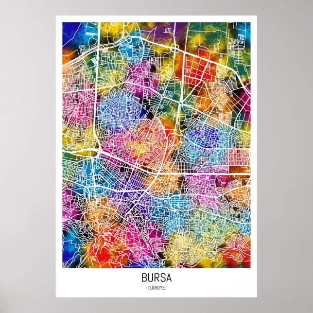 Bursa Türkiye City Karta Poster (Framsidan)