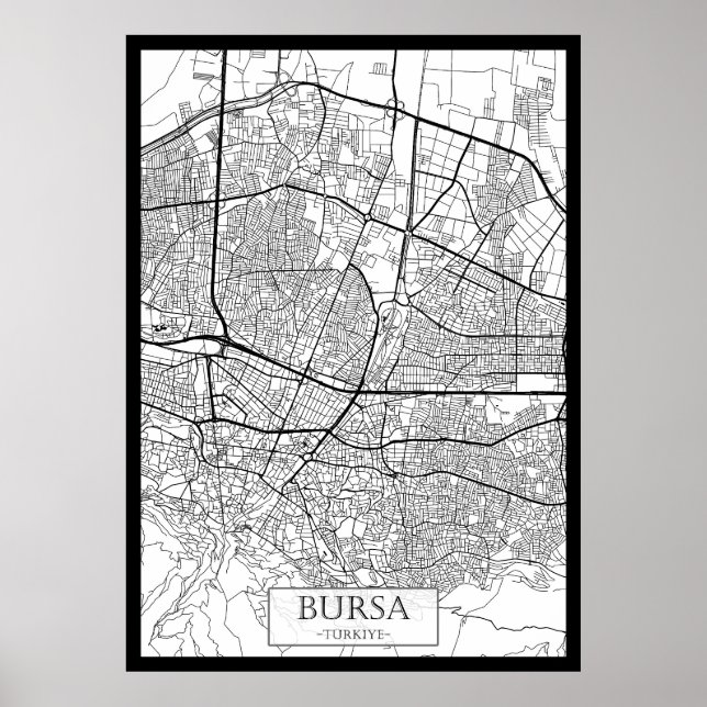 Bursa Türkiye Map Poster (Framsidan)
